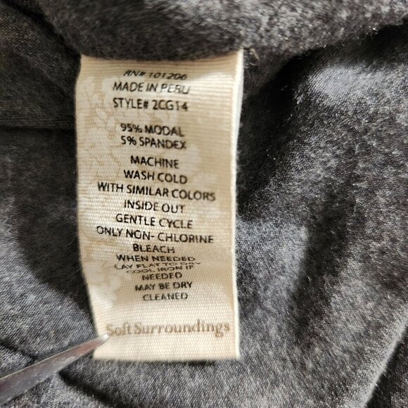 Soft Surroundings Size M Button Up Tunic Shirt Jersey Knit Cool Breeze Gray - Picture 15 of 15